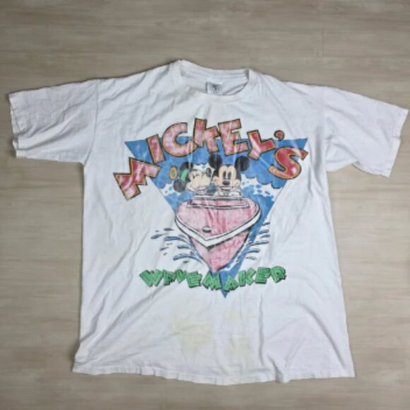 Vtg Mickey Mouse Walt Disney World Shirt 80s Rare Wavemaker Single Stitched XXL - Picture 1 of 6